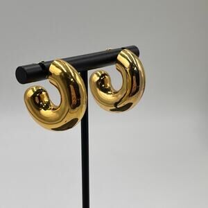 Jenny Bird Chunky Gold Plated Tome Large High Polish Hoop Earrings